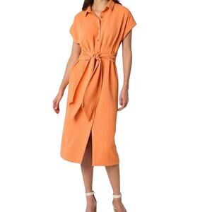 NWT-Worthington Womens Short Sleeve Midi Shirt Dress Orange
Soda, Size 2X